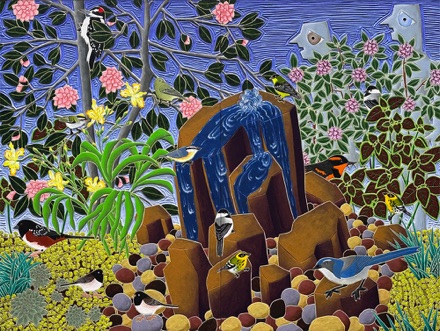 Visitors to the Bird Spa
24" x 32"
$4800 Visitors to the Bird Spa
24" x 32"
$4800
